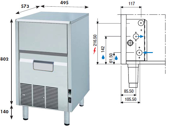 Iskubmaskin KL 52 W eller A, 50 kg/24h - 2