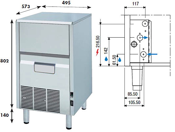Iskubmaskin KL 52 W eller A, 50 kg/24h