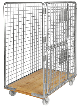 Rullcontainer träbotten, 4 sidor, 2 dörrar