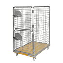 Rullcontainer träbotten, 4 sidor, 2 dörrar
