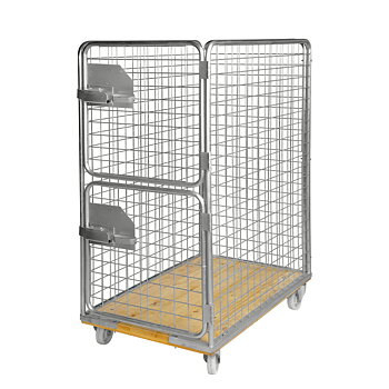 Rullcontainer träbotten, 4 sidor, 2 dörrar