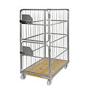 Rullcontainer träbotten, stormaskad, 4 sidor, 2 dörrar