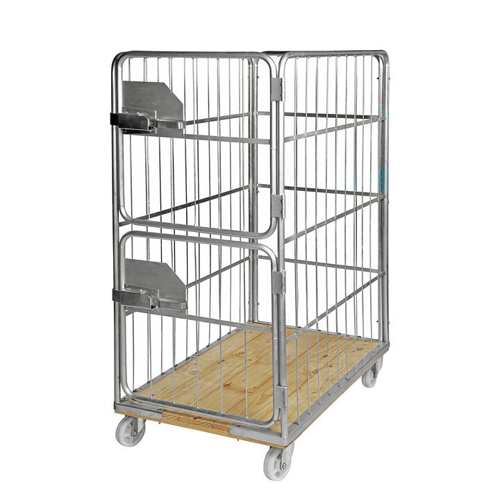 Rullcontainer träbotten, stormaskad, 4 sidor, 2 dörrar