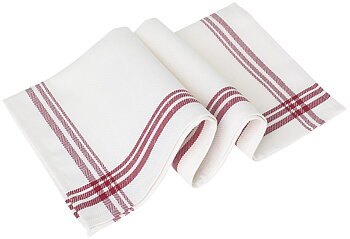 Handduk, lin/bomull, 6-pack, röd rand