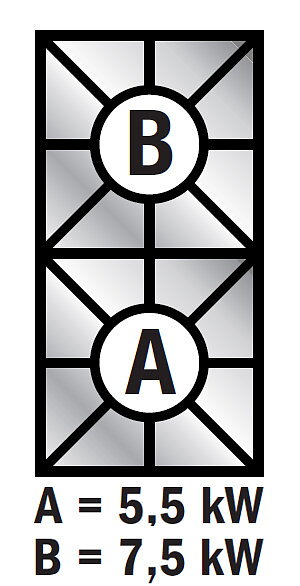 Gasspis, bänk, 1 solid platta, 2 + 2 brännare, Line VS900