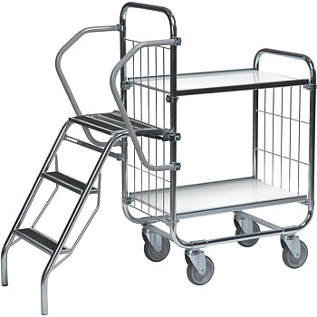 Flexibel hyllvagn -  2 plan med stege