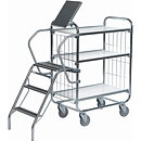 Flexibel hyllvagn - 3 plan med stege