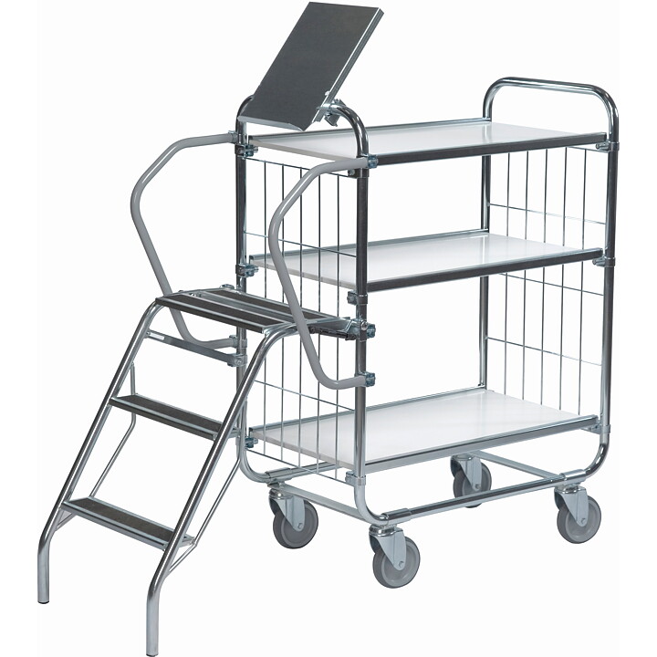 Flexibel hyllvagn - 3 plan med stege