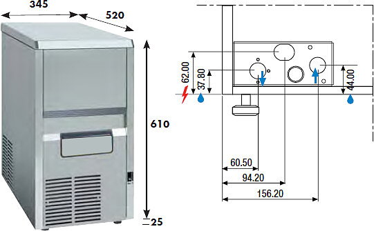 Isflakermaskin, 40 kg/24h