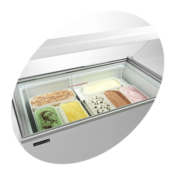 Skopglassfrys IC301SCE+SO 7x5 liter, vinklade skjutlock