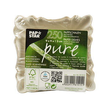 Pappersskål "pure" Vit - 9x9x3 cm
