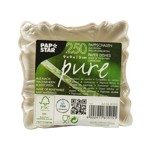 Pappersskål "pure" Vit - 9x9x3 cm