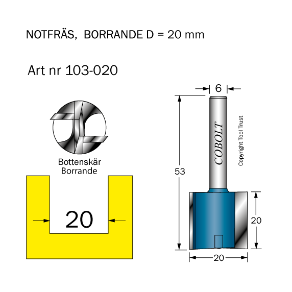 Notfräs D=20 L=20 TL=53 S=6
