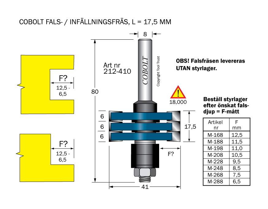 Falsfräs L=17.5 D=41 TL=80 S=8