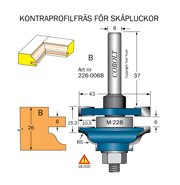 Kontraprofilfräs B skåplucka R=5
