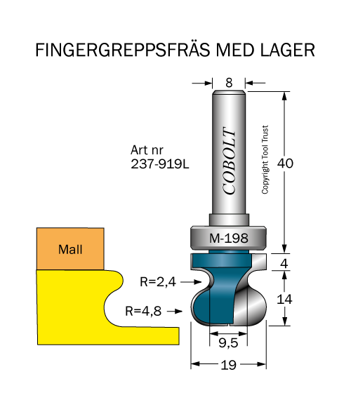 Fingergreppsfräs med styrlager M-198