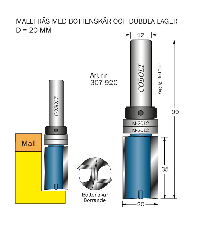 Mallfräs D=20 L=35 TL=90 S=12