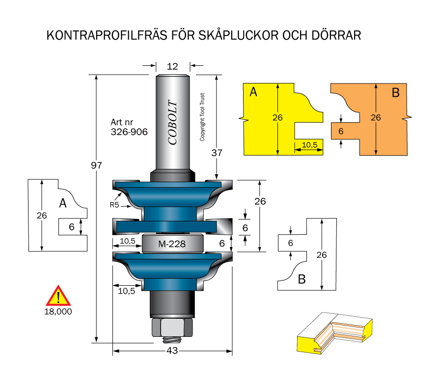 Kontraprofilfräs R=5 D=43 Not=6 S=12