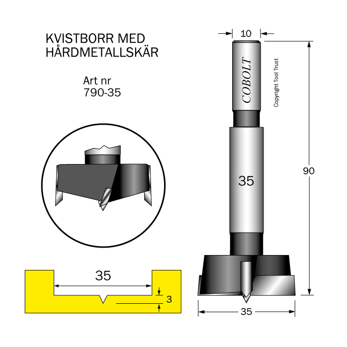 HM Kvistborr D=35 TL=90 S=10