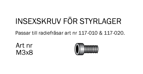 Insexskruv M3x8mm till 117-010 & 117-020