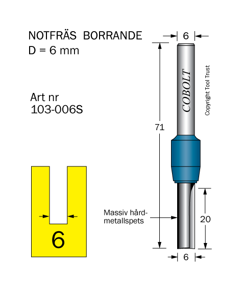 Notfräs D=6 L=20 TL=70 S=6 - 2
