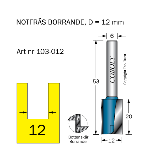 Notfräs D=12 L=20 TL=53 S=6 - 2