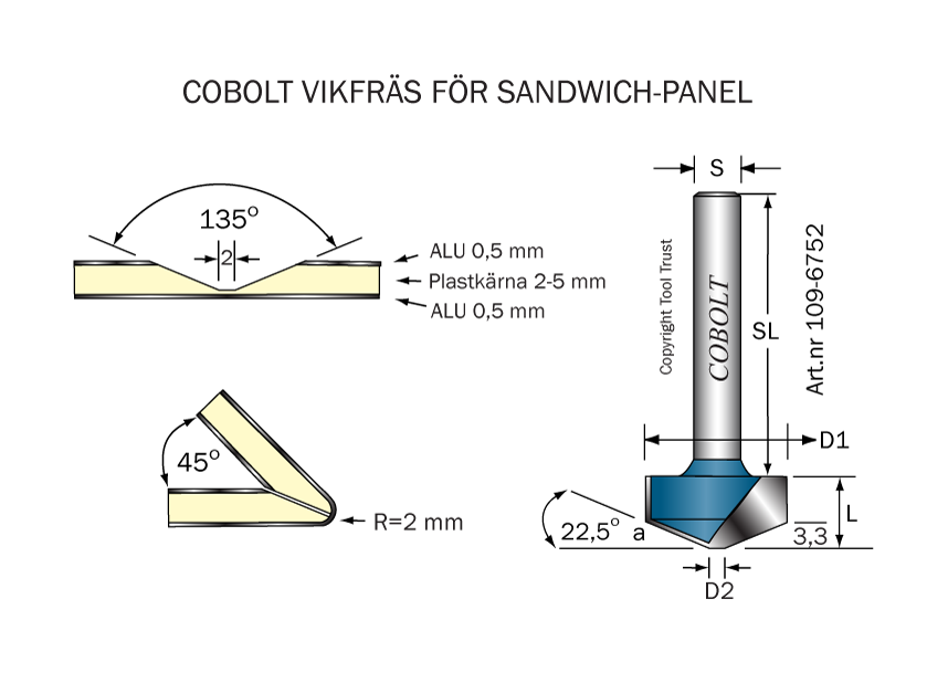 V-spårfräs för Sandwichpanel