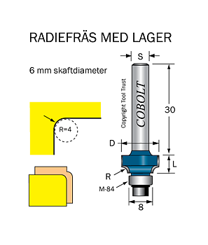 Avrundningsfräs R=2 D=12 L=6 S=6