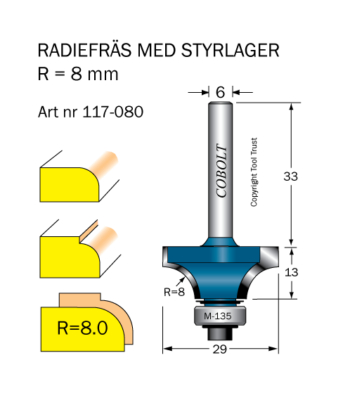 Avrundningsfräs R=8 D=29 L=13 S=6 - 2