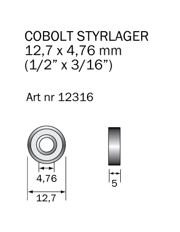 Kullager 12.7 x 4.76 mm - 2