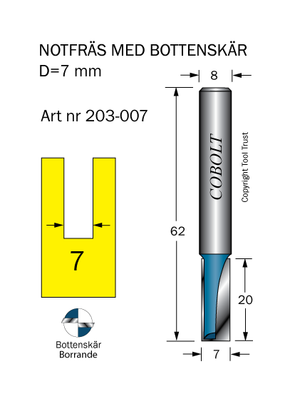 Notfräs D=7 L=20 TL=62 S=8 - 2