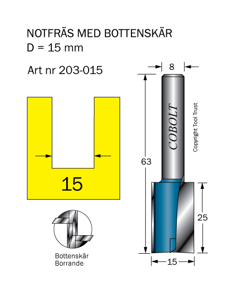 Notfräs D=15 L=25 TL=63 S=8 - 2