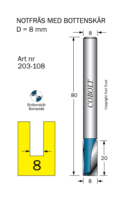 Notfräs D=8 L=20 TL=80 S=8 - 2