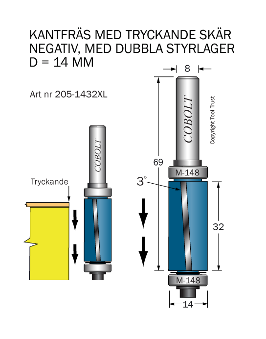 Kantfräs NEG m dubbla lager M-148