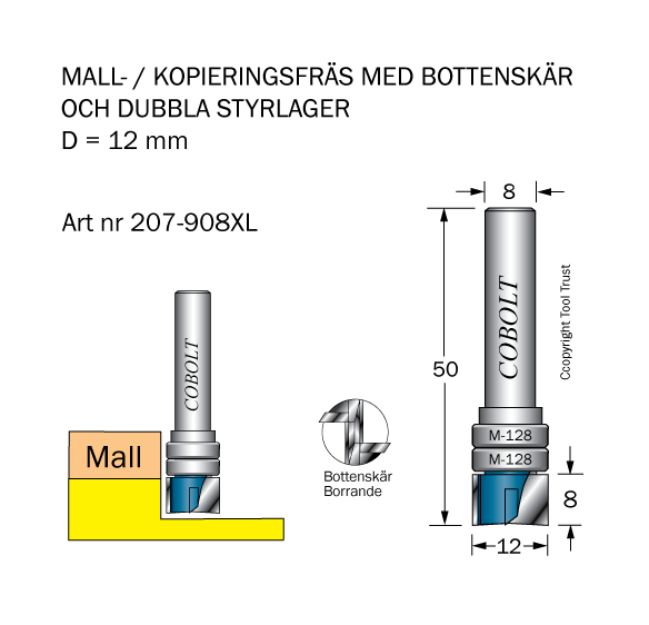 Mallfräs D=12 L=8 TL=50 S=8