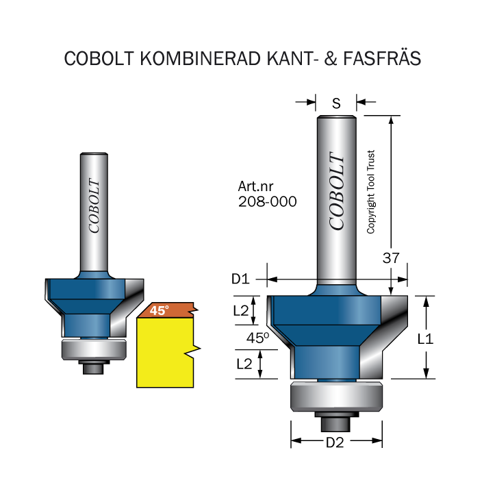 Komb Kant-& Fasfräs L=16