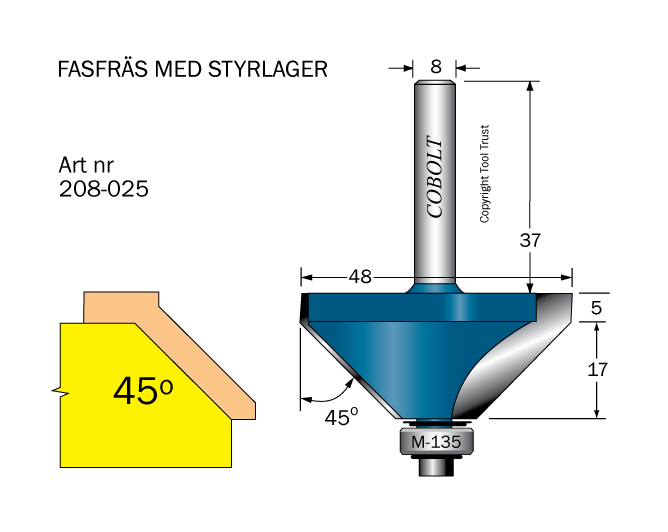 Fasfräs 45° L=17 D=48 S=8 - 2
