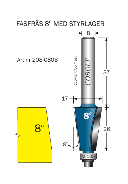 Fasfräs 8° L=26 D=17 S=8
