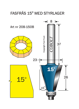 Fasfräs 15° L=26 D=23 S=8