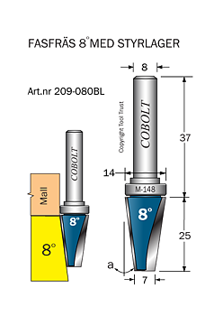 Fasfräs 8° m skaftlager M-148