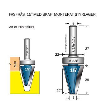 Fasfräs 15° m skaftlager M-228