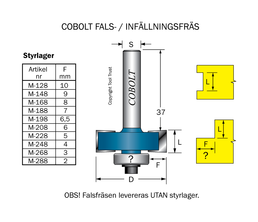 Falsfräs L=12 D=32 S=8 SL=37