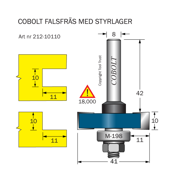 Falsfräs L=10 F=11 D=41 S=8 SL=42 - 2