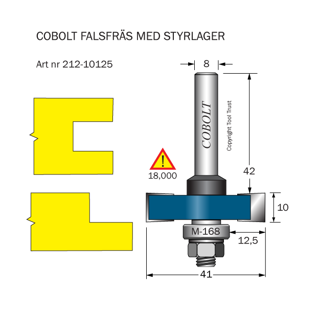 Falsfräs L=10 F=12.5 D=41 S=8 SL=42 - 2