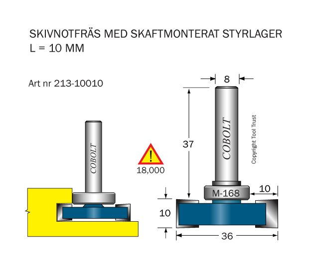 Skivnotfräs L=10 F=10 D=36 S=8 - 2