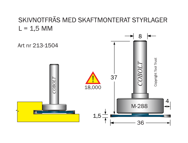 Skivnotfräs L=1.5 F=4 D=36 S=8 - 2