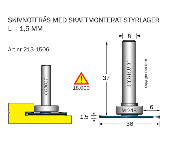 Skivnotfräs L=1.5 F=6 D=36 S=8 - 2