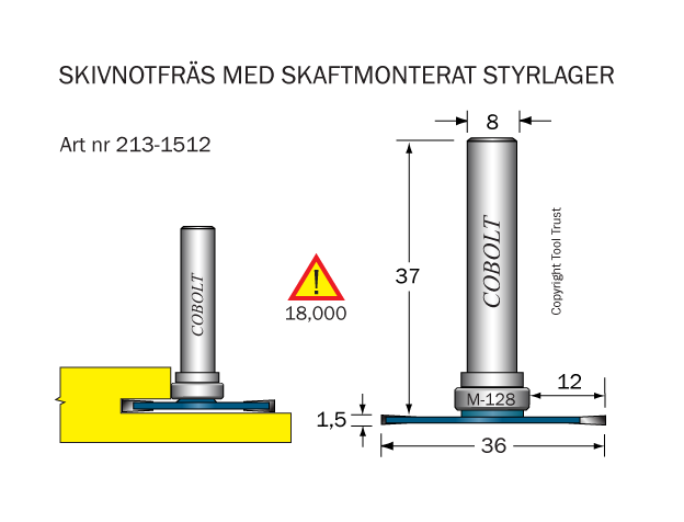 Skivnotfräs L=1.5 F=12 D=36 S=8 - 2