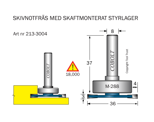 Skivnotfräs L=3 F=4 D=36 S=8 - 2