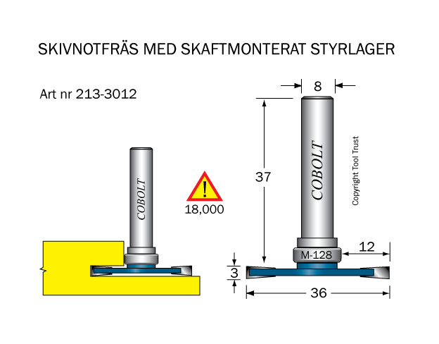 Skivnotfräs L=3 F=12 D=36 S=8 - 2